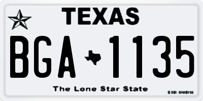 TX license plate BGA1135