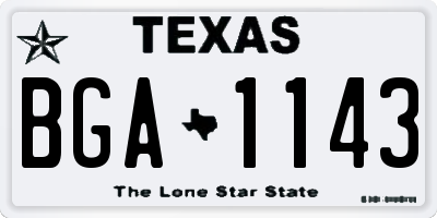 TX license plate BGA1143