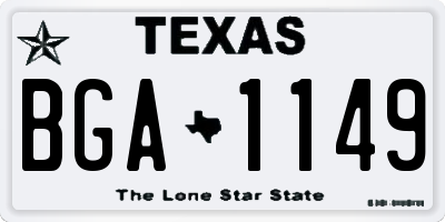 TX license plate BGA1149