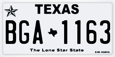 TX license plate BGA1163