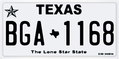 TX license plate BGA1168