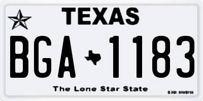 TX license plate BGA1183