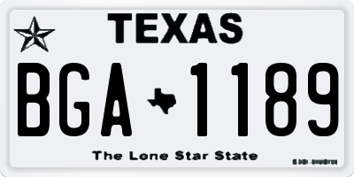 TX license plate BGA1189