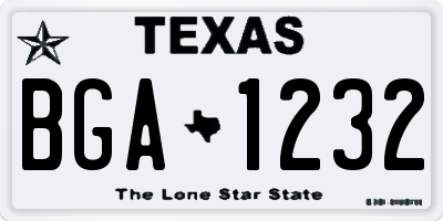 TX license plate BGA1232