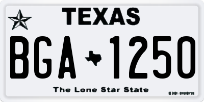 TX license plate BGA1250