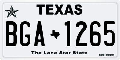 TX license plate BGA1265