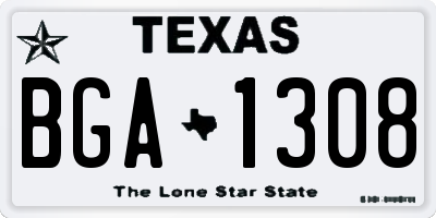 TX license plate BGA1308