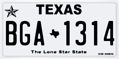 TX license plate BGA1314