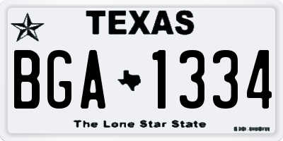 TX license plate BGA1334