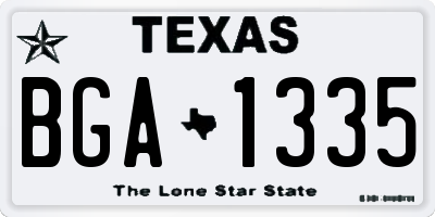 TX license plate BGA1335