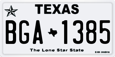 TX license plate BGA1385