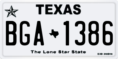 TX license plate BGA1386