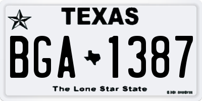 TX license plate BGA1387