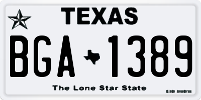 TX license plate BGA1389