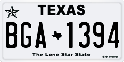 TX license plate BGA1394
