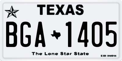 TX license plate BGA1405