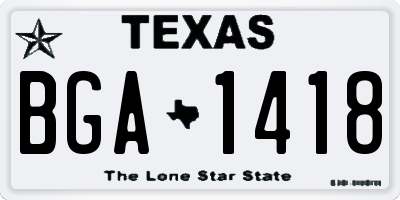 TX license plate BGA1418