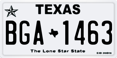 TX license plate BGA1463