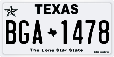 TX license plate BGA1478