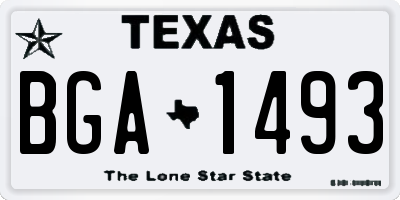 TX license plate BGA1493