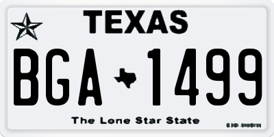 TX license plate BGA1499