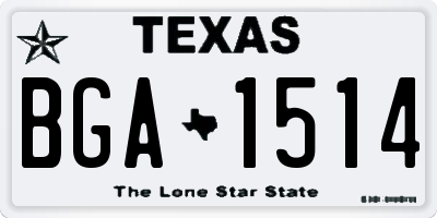 TX license plate BGA1514