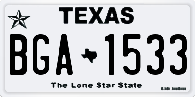 TX license plate BGA1533
