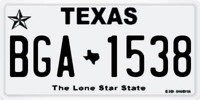 TX license plate BGA1538