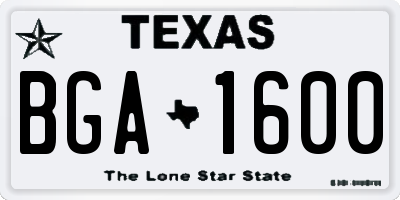 TX license plate BGA1600