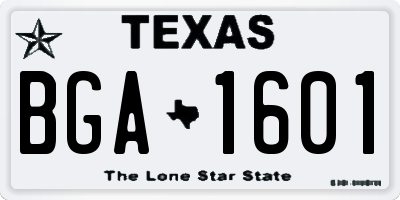 TX license plate BGA1601