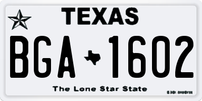 TX license plate BGA1602