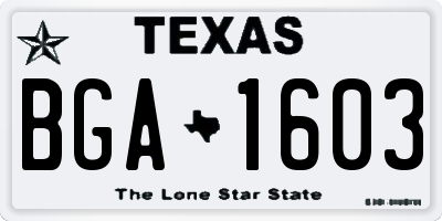 TX license plate BGA1603