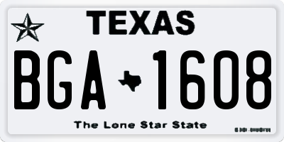 TX license plate BGA1608