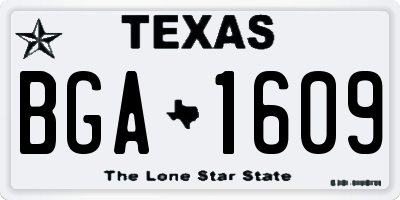 TX license plate BGA1609