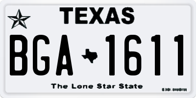 TX license plate BGA1611