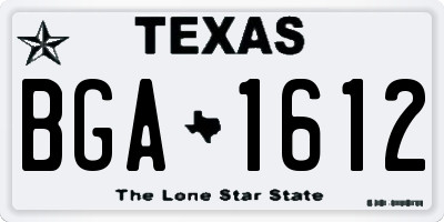TX license plate BGA1612