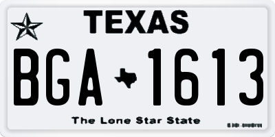 TX license plate BGA1613