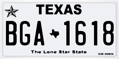 TX license plate BGA1618