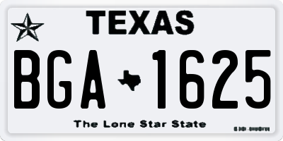 TX license plate BGA1625
