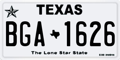 TX license plate BGA1626