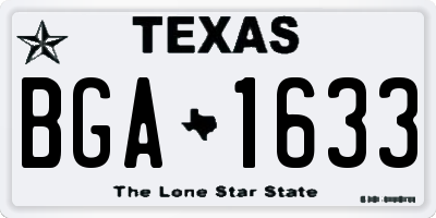 TX license plate BGA1633