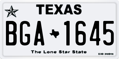 TX license plate BGA1645