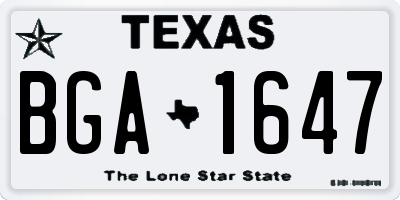 TX license plate BGA1647