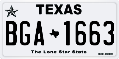 TX license plate BGA1663