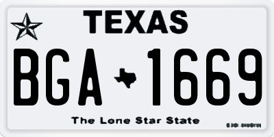 TX license plate BGA1669