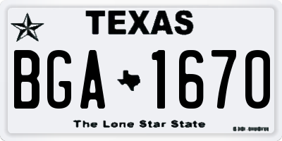 TX license plate BGA1670