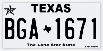 TX license plate BGA1671