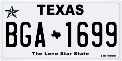 TX license plate BGA1699