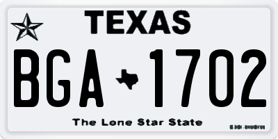 TX license plate BGA1702