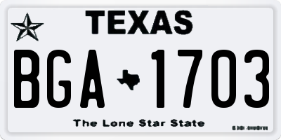TX license plate BGA1703